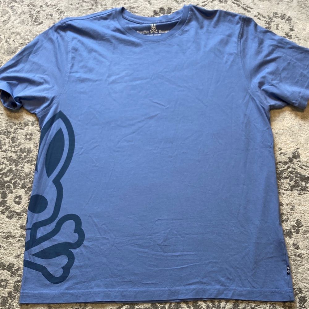 Psycho Bunny Blue Tee with Bunny Graphic
